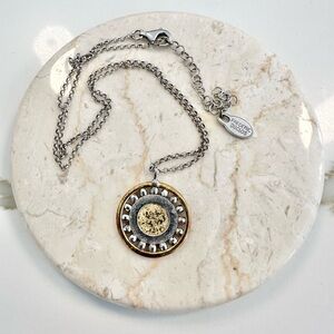 Frederic Duclos Sterling And Gold Plated Gold Disc Pendant Necklace